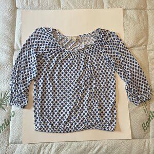 Small - Michael Michael Kors - Padova Printed Knit Top Blue/White
